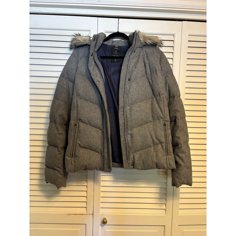 Gap Outdoor Edition Winter Warmth Down Puffer Jacket Gray Hooded LT Large Tall
